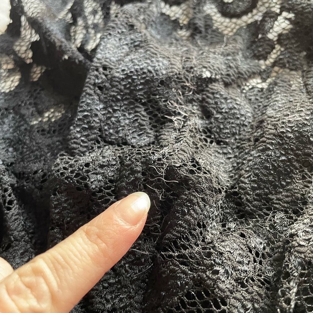 Vintage Black Lace Sheer‎ Mini Slip Dress Large 90s Vamp Whimsigoth Grunge Goth - Picture 3 of 8